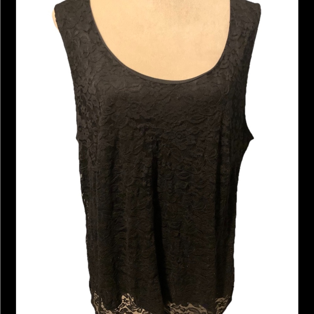 Notations Women’s Sleeveless Blouse Lace Lined Black Scoop Neck Size 2X